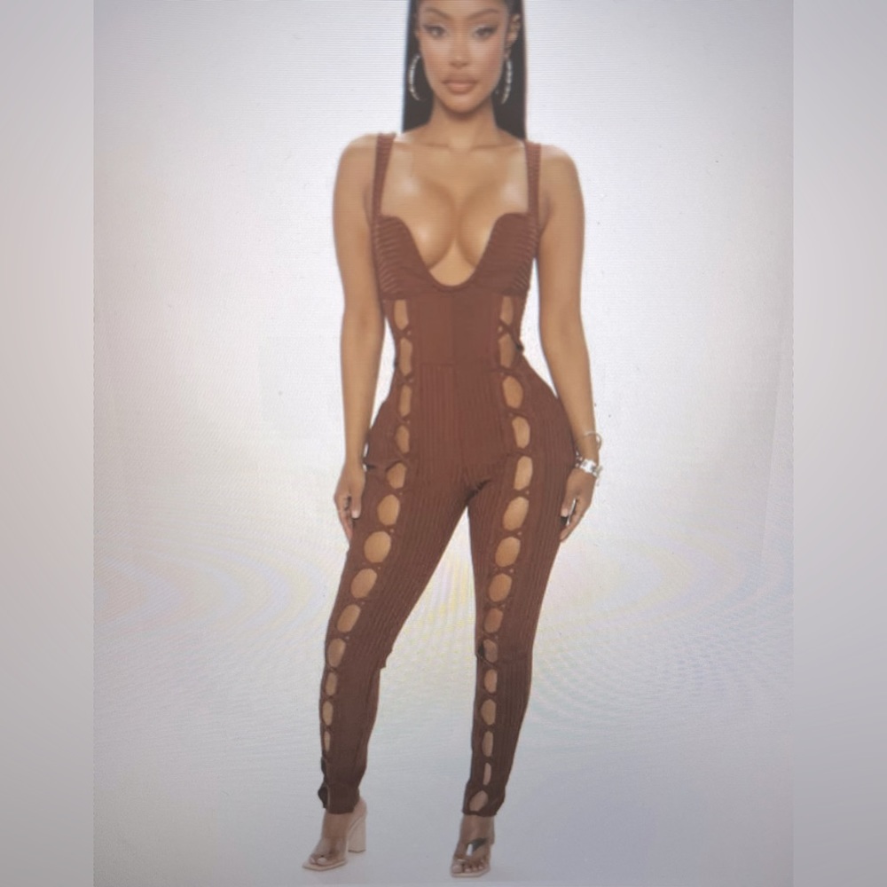 Brown cutout jumpsuit